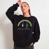 Wish You Were Here Rainbow Rabbit David Gilmour Front Sweater Woman Black  - OtherBrick