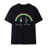 Wish You Were Here Rainbow Rabbit David Gilmour Front Tshirt Black - OtherBrick