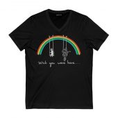 Wish You Were Here Rainbow Rabbit David Gilmour Front Vneck Black - OtherBrick