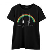 Wish You Were Here Rainbow Rabbit David Gilmour Front Wtee Black - OtherBrick