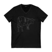 Atom Heart Mother Cow Line Art Front Vneck Black - OtherBrick