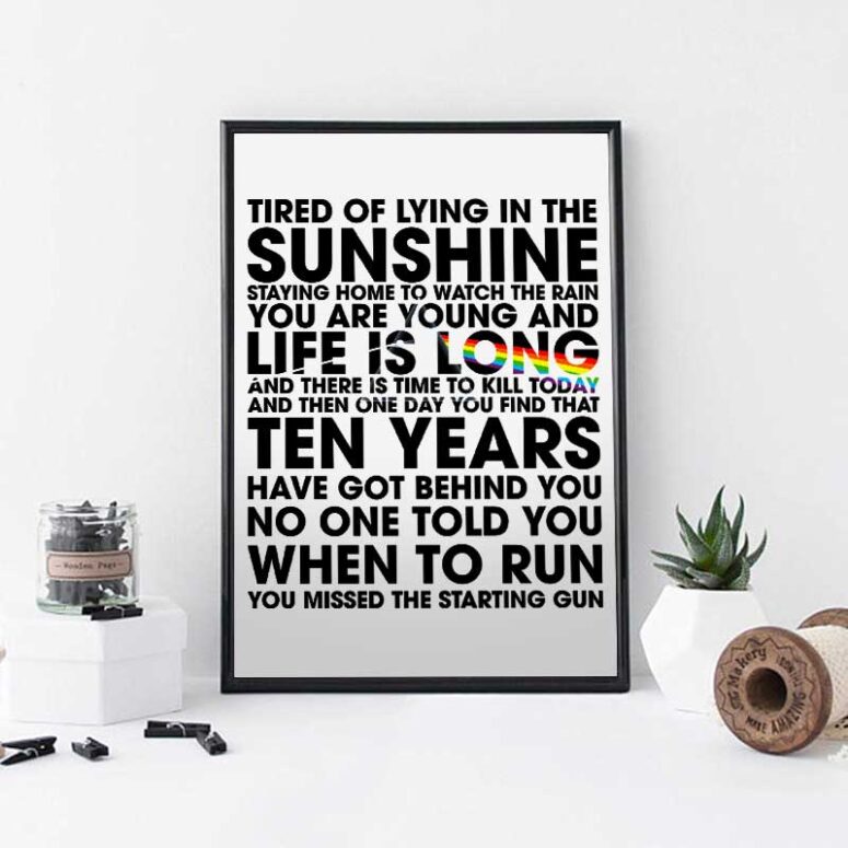 Tired of lying in the sunshine staying home to watch the rain Pink Floyd Canvas Tired of lying in the sunshine staying home to watch the rain Pink Floyd Canvas