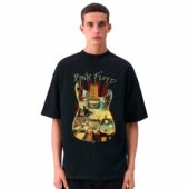 Pink Floyd And Guitar List Albums Art Front Shirt Man Black 1 - OtherBrick