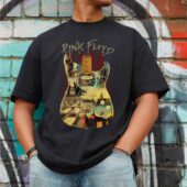 Pink Floyd And Guitar List Albums Art Front Shirt Man Black - OtherBrick