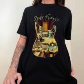 Pink Floyd And Guitar List Albums Art Front Shirt Woman Black - OtherBrick