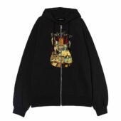 Pink Floyd And Guitar List Albums Art Front Ziphoodie Black - OtherBrick