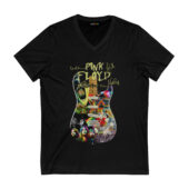 Pink Floyd Guitar Art Sign Front Vneck Black - OtherBrick