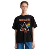 Retro Dark Side Of The Moon Pig Animals Front Shirt Woman Black - OtherBrick