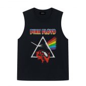 Retro Dark Side Of The Moon Pig Animals Front Tank Black - OtherBrick