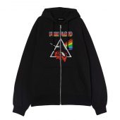 Retro Dark Side Of The Moon Pig Animals Front Ziphoodie Black - OtherBrick