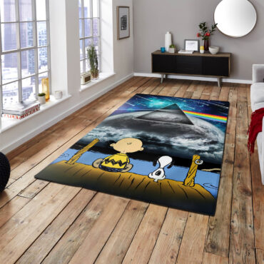 Snoopy And Charlie Brown Looking Dark Side Of The Moon Pink Floyd Rug