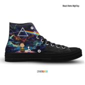 Snoopy Charlie Brown Watching Dsotm Eclipse – Pink Floyd Black Retro Hightop - OtherBrick
