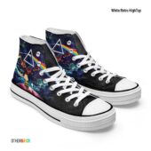 Snoopy Charlie Brown Watching Dsotm Eclipse – Pink Floyd White Retro Hightop - OtherBrick