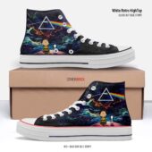 Snoopy Charlie Brown Watching Dsotm Eclipse – Pink Floyd White Retro Hightop 2stripe - OtherBrick