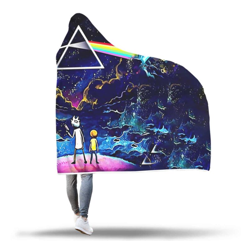 Rick and Morty The Dark Side Of The Moon Pink Floyd Hooded Blanket