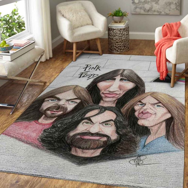Musician Cartoons and Caricatures Pink Floyd Rug