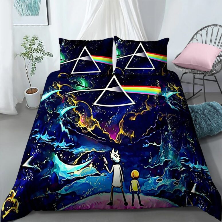 Rick and Morty The Dark Side Of The Moon Pink Floyd Bedding Set Rick and Morty The Dark Side Of The Moon Pink Floyd Bedding Set