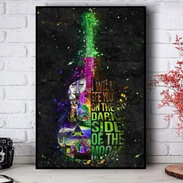 Brain Damage I Will See You On The Dark Side Of The Moon Guitar Typography Pink Floyd Canvas