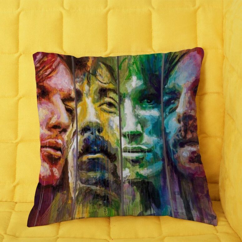 Pink Floyd Band Water Color Drawing Art Pillow
