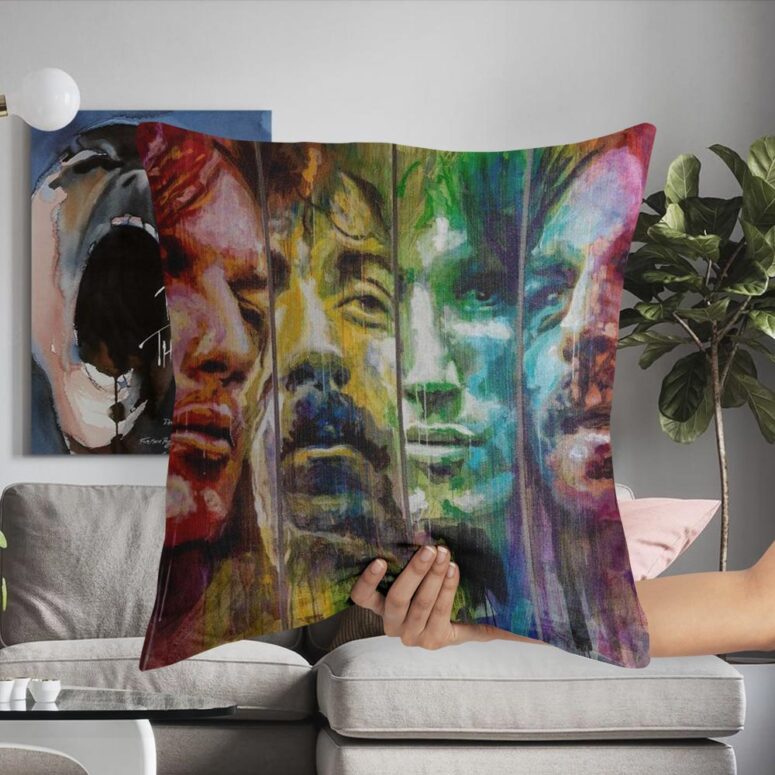 Pink Floyd Band Water Color Drawing Art Pillow
