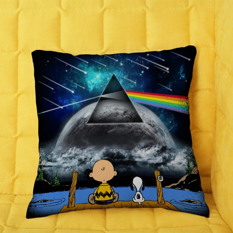 Snoopy And Charlie Brown Looking Dark Side Of The Moon Watch Pink Floyd Cushion Pillow Snoopy And Charlie Brown Looking Dark Side Of The Moon Watch Pink Floyd Cushion Pillow