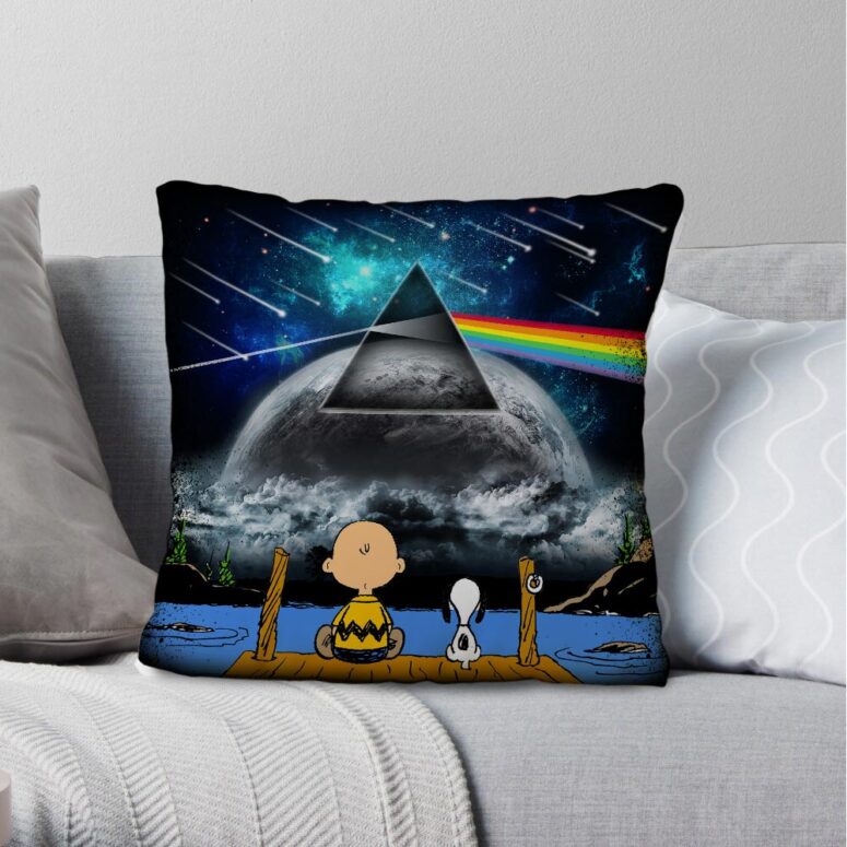 Snoopy And Charlie Brown Looking Dark Side Of The Moon Watch Pink Floyd Cushion Pillow Snoopy And Charlie Brown Looking Dark Side Of The Moon Watch Pink Floyd Cushion Pillow