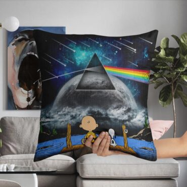 Snoopy And Charlie Brown Looking Dark Side Of The Moon Watch Pink Floyd Cushion Pillow Snoopy And Charlie Brown Looking Dark Side Of The Moon Watch Pink Floyd Cushion Pillow