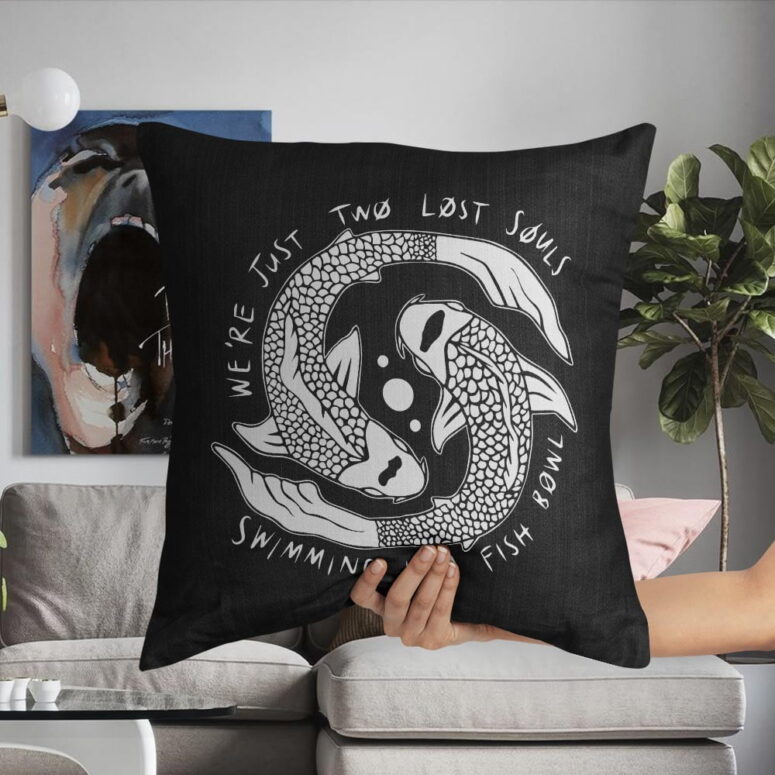 We’re Pink Just Two Lost Souls Swimming in A Fish Bowl Pink Floyd Cushion Pillow - Image 4