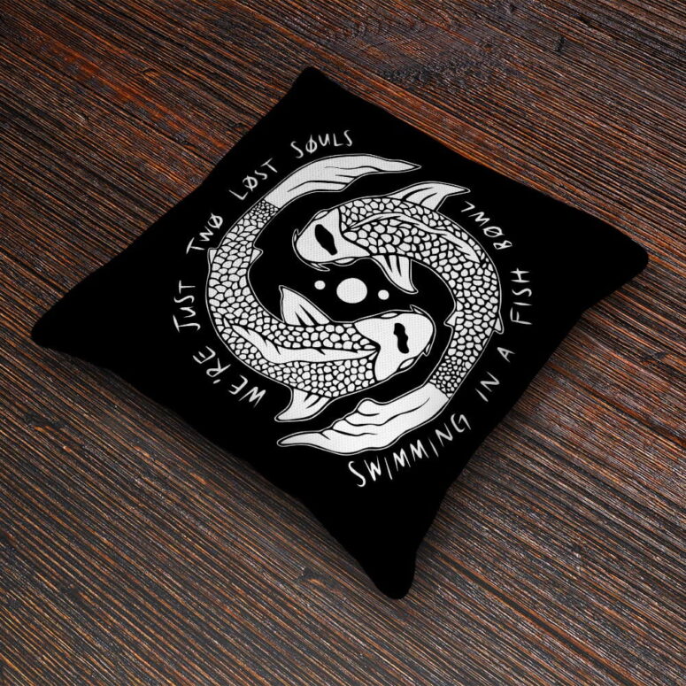 We’re Pink Just Two Lost Souls Swimming in A Fish Bowl Pink Floyd Cushion Pillow - Image 3