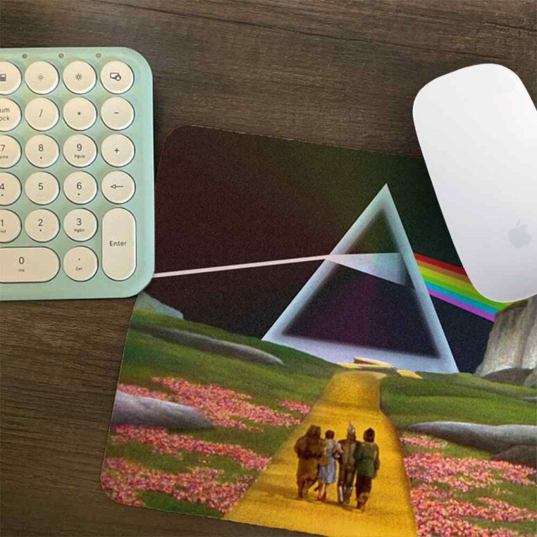 Dark Side of the Rainbow - Wizard of Oz at The Logan Theatre - Pink Floyd Mouse Desk Pad