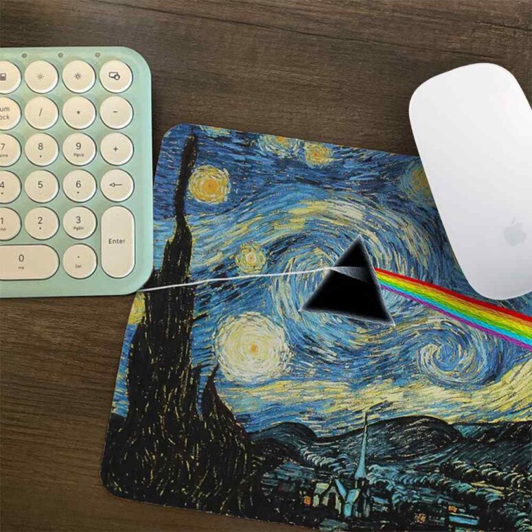 Starry Night Dark Side Of The Moon Van Gogh - Pink Floyd Mouse Desk Pad Starry Night Dark Side Of The Moon Van Gogh - Pink Floyd Mouse Desk Pad