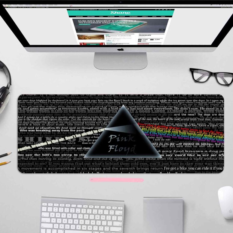 Lyric Collage Prism Vintage - Pink Floyd Mouse Desk Pad Lyric Collage Prism Vintage - Pink Floyd Mouse Desk Pad