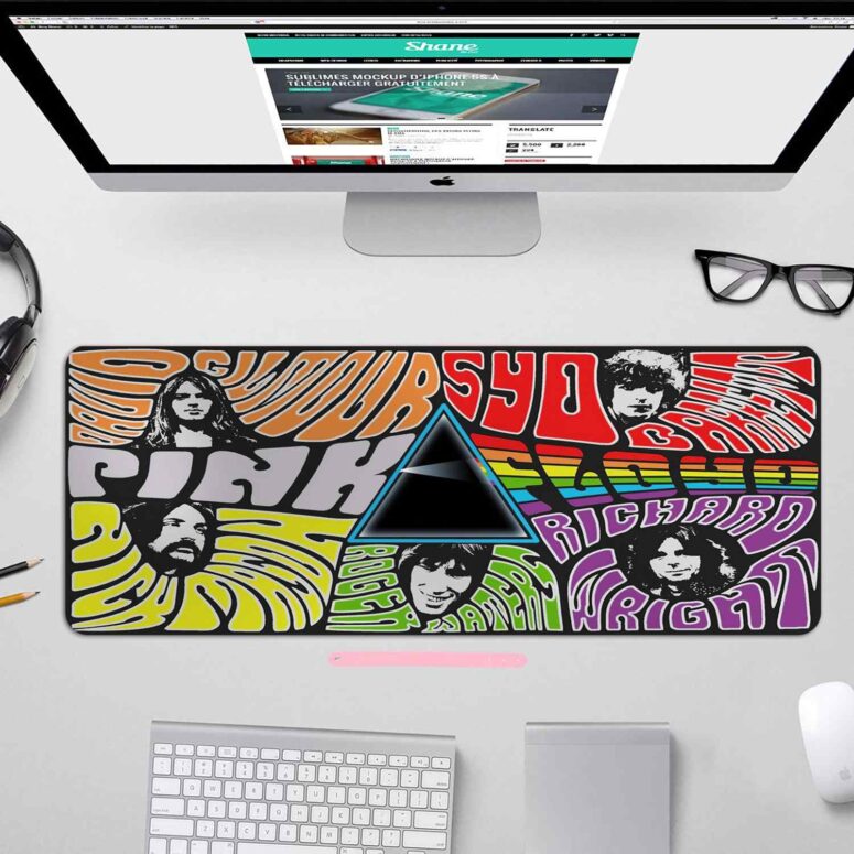 Pink floyd Member Art Full Color - Pink Floyd Mouse Desk Pad