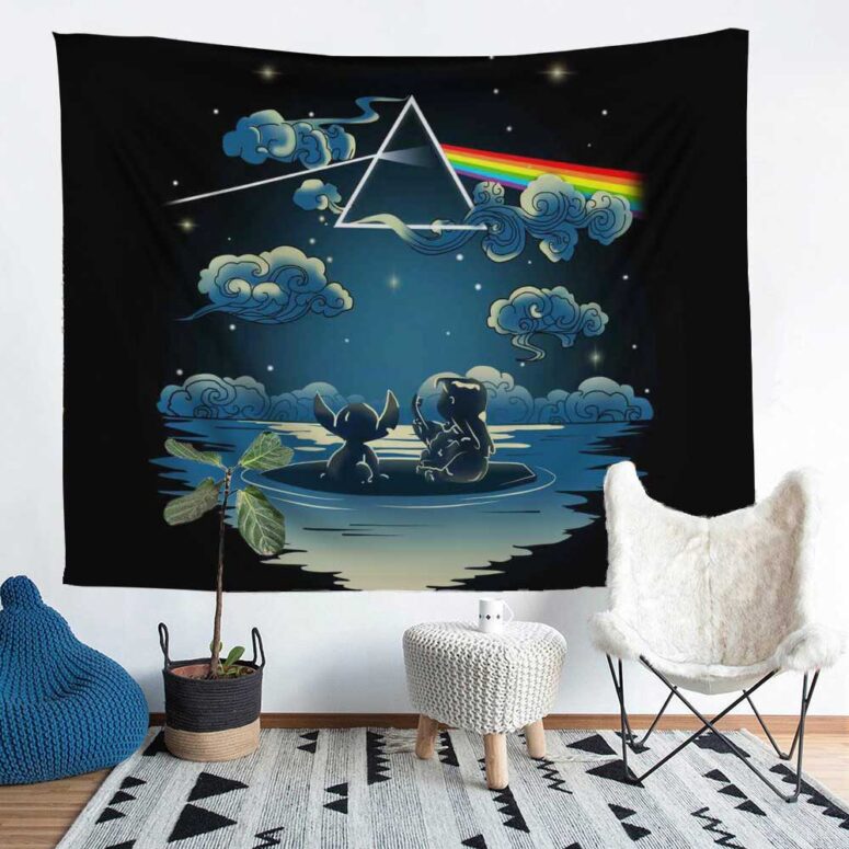 Lilo And Stitch Starry Sky Pink Floyd Tapestry