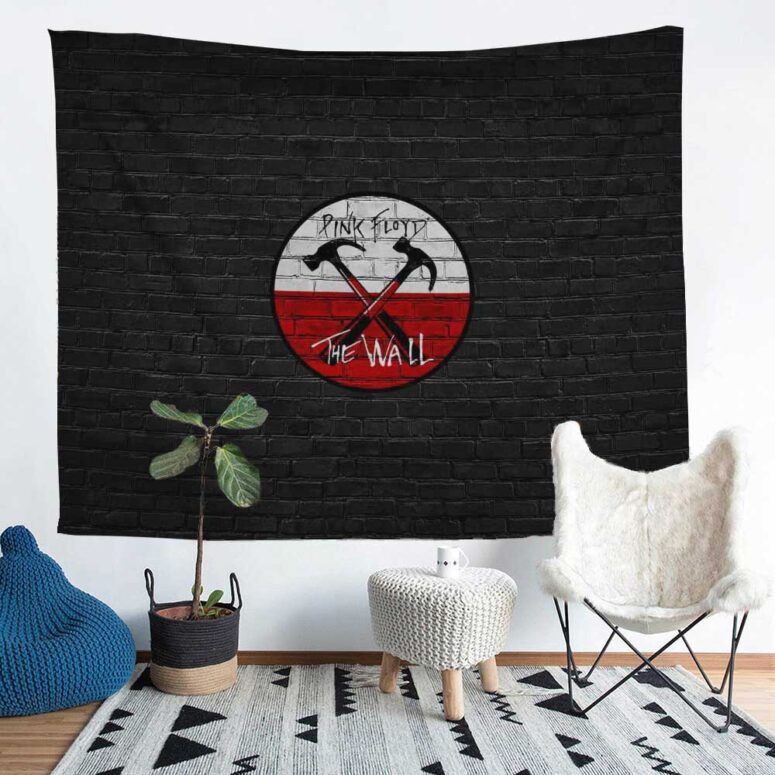 The Wall Emblem on Brick Background Pink Floyd Tapestry The Wall Emblem on Brick Background Pink Floyd Tapestry