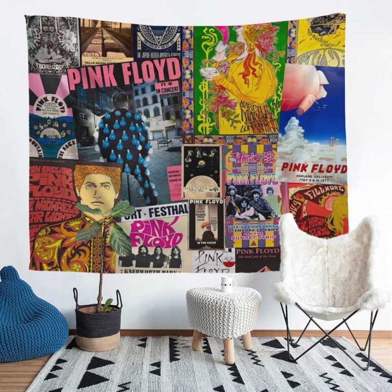 Pink Floyd Vintage Rock Concert Posters Tapestry
