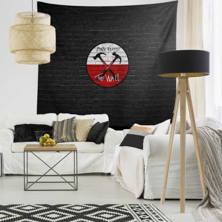 The Wall Emblem on Brick Background Pink Floyd Tapestry The Wall Emblem on Brick Background Pink Floyd Tapestry