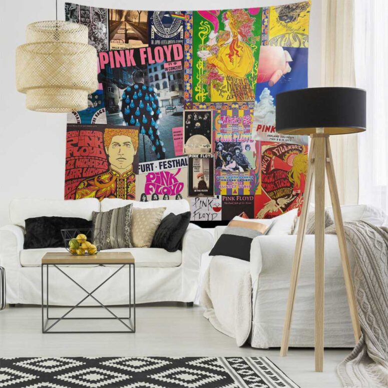 Pink Floyd Vintage Rock Concert Posters Tapestry