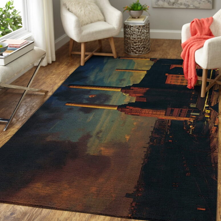 Animals Album Cover 1977 Flying Pig Battersea Power Station - Pink Floyd Rug Animals Album Cover 1977 Flying Pig Battersea Power Station - Pink Floyd Rug