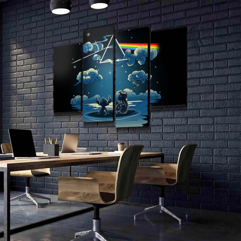 Lilo And Stitch Starry Sky Pink Floyd Canvas