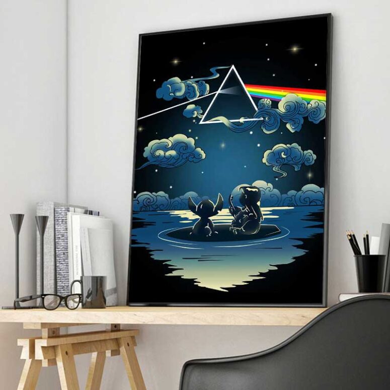 Lilo And Stitch Starry Sky Pink Floyd Canvas