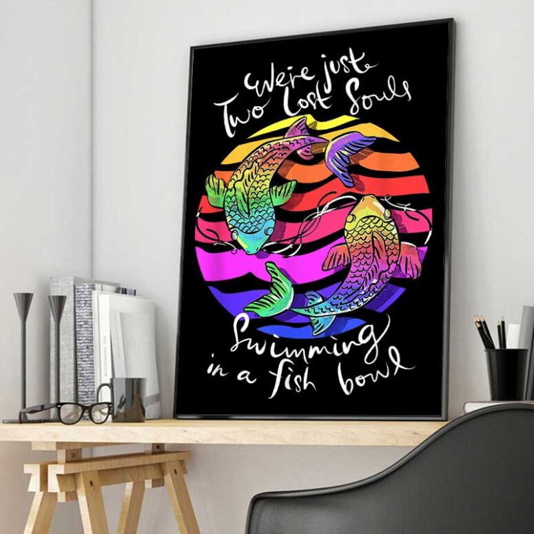 We're Pink Just Two Lost Souls Swimming in A Fish Bowl Pink Floyd Canvas We're Pink Just Two Lost Souls Swimming in A Fish Bowl Pink Floyd Canvas