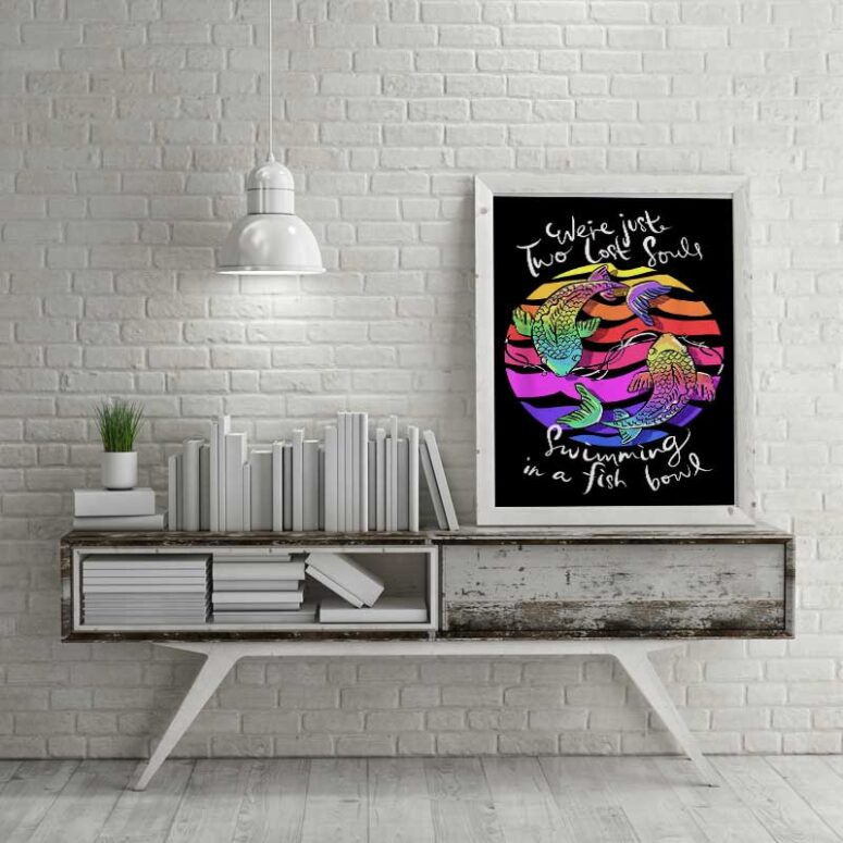 We're Pink Just Two Lost Souls Swimming in A Fish Bowl Pink Floyd Canvas We're Pink Just Two Lost Souls Swimming in A Fish Bowl Pink Floyd Canvas