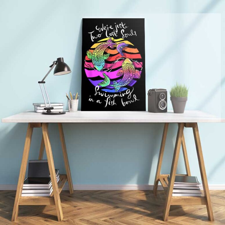 We're Pink Just Two Lost Souls Swimming in A Fish Bowl Pink Floyd Canvas We're Pink Just Two Lost Souls Swimming in A Fish Bowl Pink Floyd Canvas