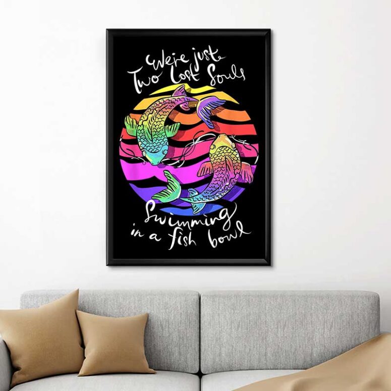 We're Pink Just Two Lost Souls Swimming in A Fish Bowl Pink Floyd Canvas We're Pink Just Two Lost Souls Swimming in A Fish Bowl Pink Floyd Canvas