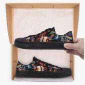 Back Art X Dark Side Of The Moon Galaxy Low Top Retro Canvas Shoes Black Mockup - OtherBrick