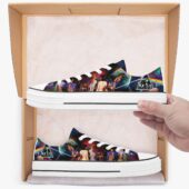 Back Art X Dark Side Of The Moon Galaxy Low Top Retro Canvas Shoes Mockup - OtherBrick