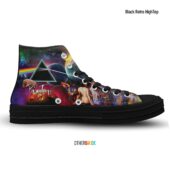 Back Art X Dark Side Of The Moon Galaxy – Pink Floyd Black Retro Hightop - OtherBrick