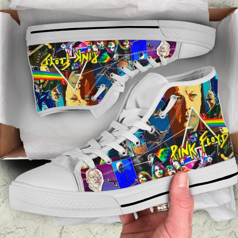 David Gilmour Art Collage Dark Side Of The Moon - Pink Floyd Canvas Shoes