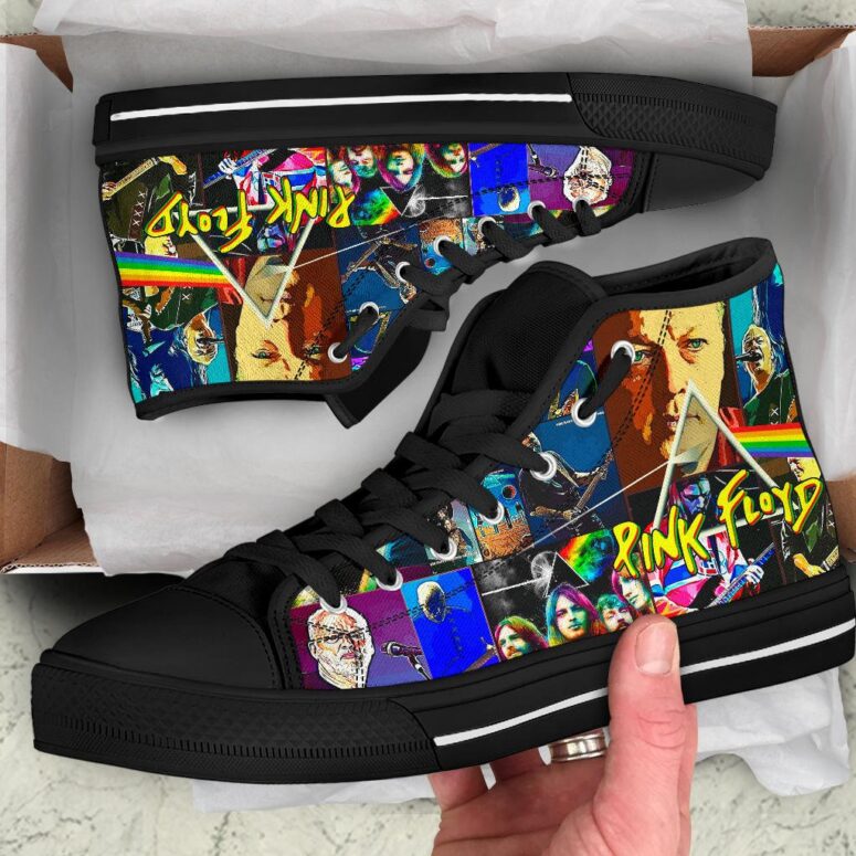 David Gilmour Art Collage Dark Side Of The Moon - Pink Floyd Canvas Shoes